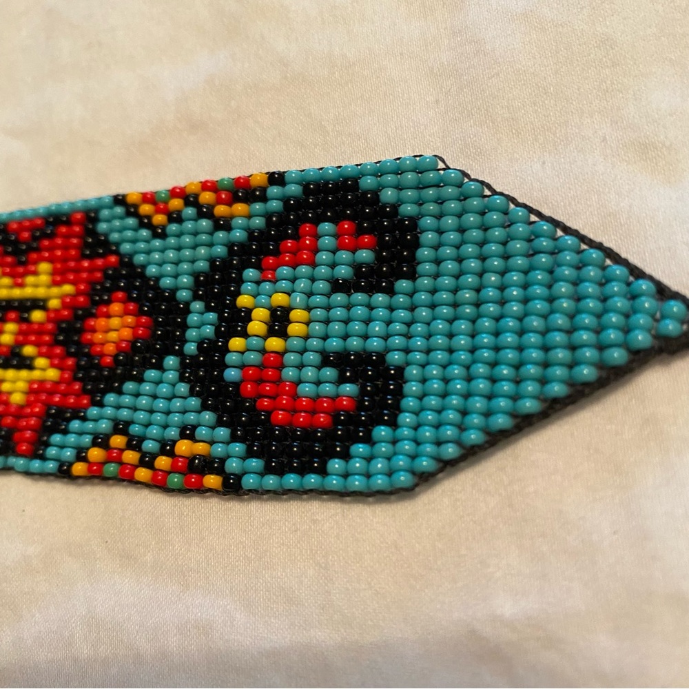 Handmade Native American Style Wide Beaded Bracelet